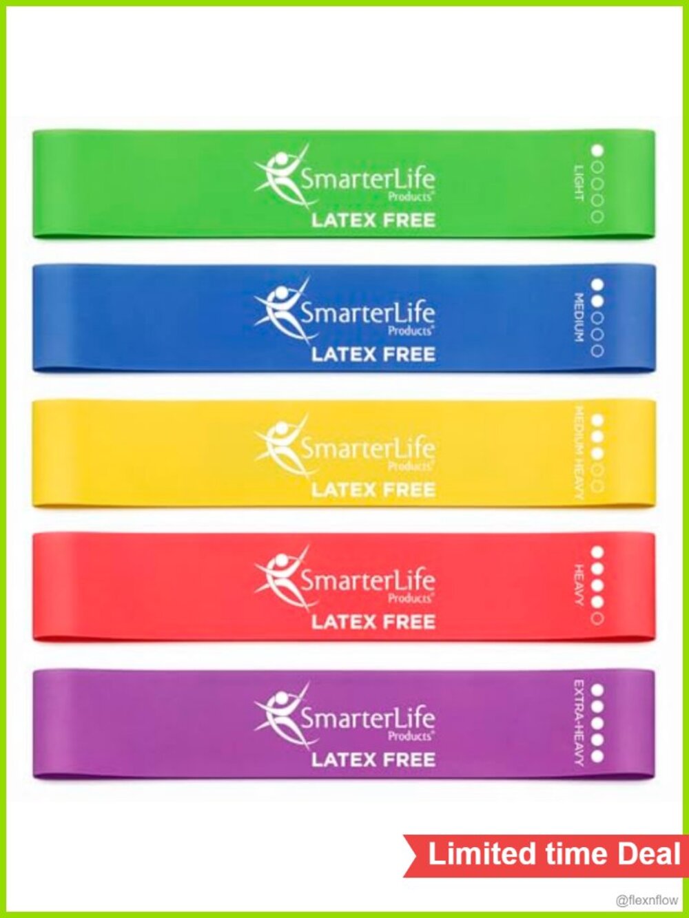 Resistance Bands Set of 5 Extra Wide Latex-Free Loop Exercise Bands